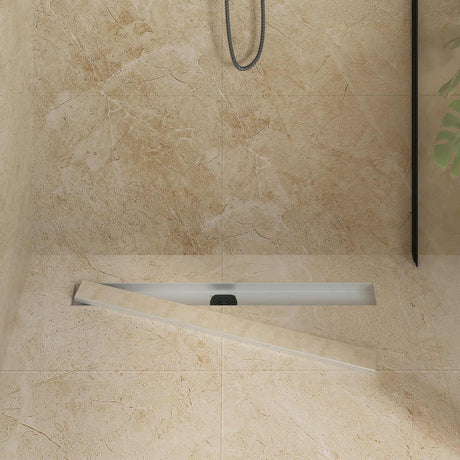 Vidaxl doucheafvoer 2-in-1 met 360° sifon zilver 80 cm