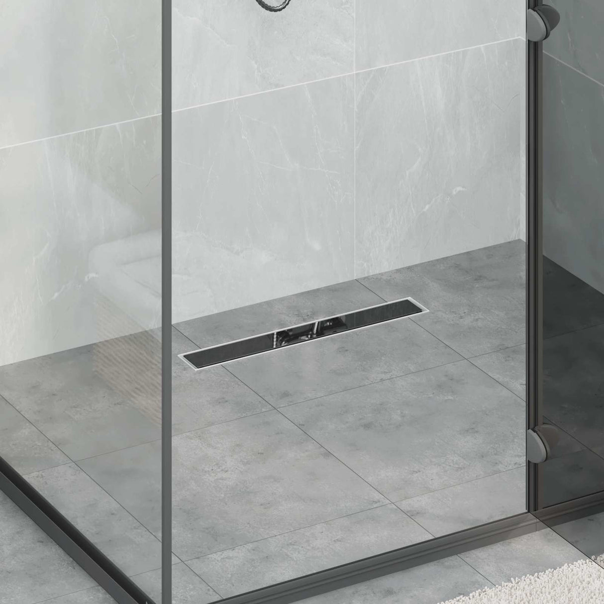 Vidaxl doucheafvoer met glazen deksel zwart 60 cm roestvrij staal 304