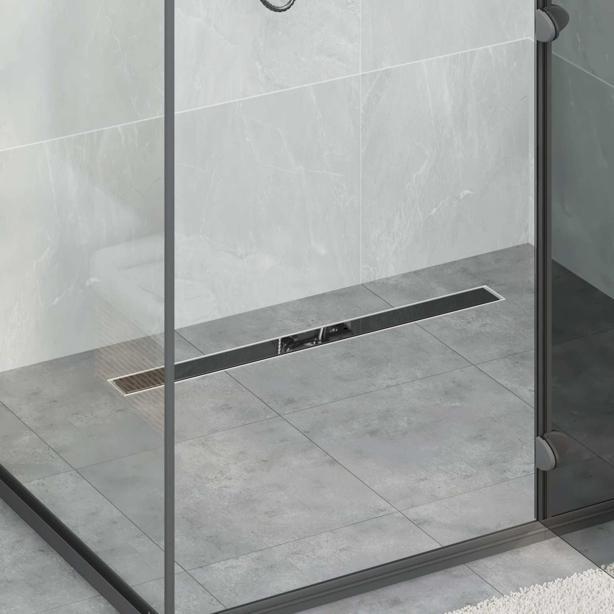 Vidaxl doucheafvoer glasdeksel met 360° sifon zwart 80 cm