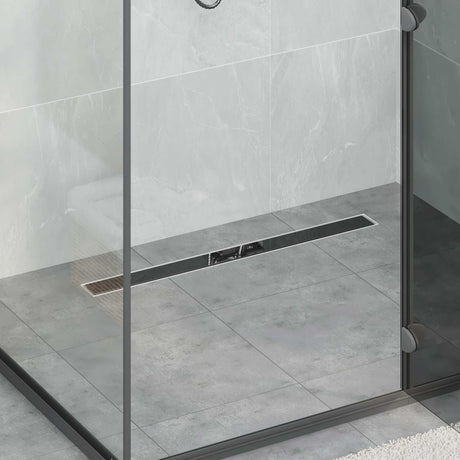 Vidaxl doucheafvoer glasdeksel met 360° sifon zwart 80 cm