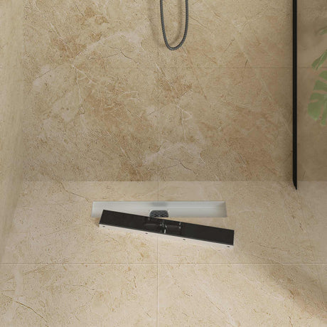 Vidaxl doucheafvoer glasdeksel met 360° sifon zwart 50 cm
