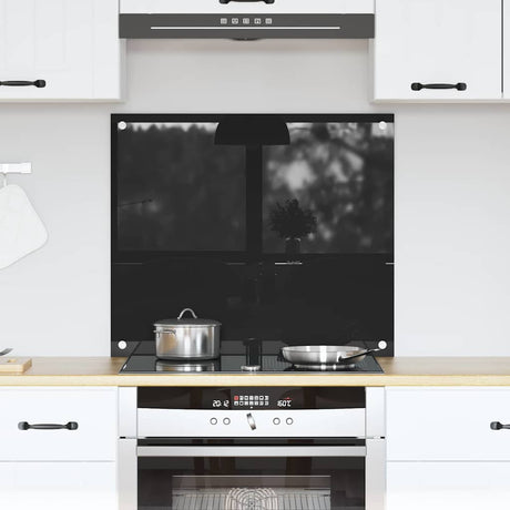 Vidaxl keuken achterwand zwart 70 x 60 cm gehard glas