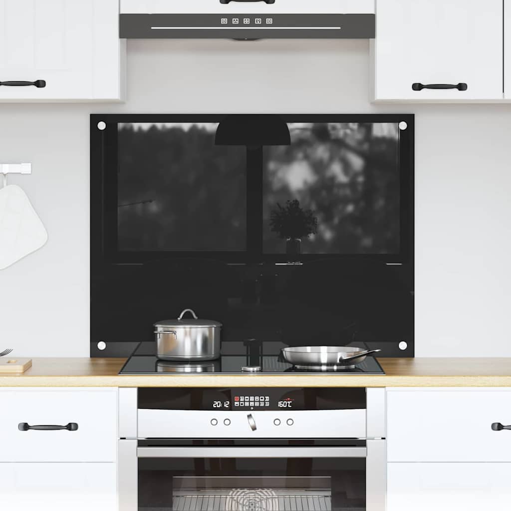 Vidaxl keuken achterwand zwart 80 x 60 cm gehard glas