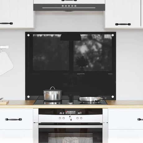 Vidaxl keuken achterwand zwart 80 x 60 cm gehard glas