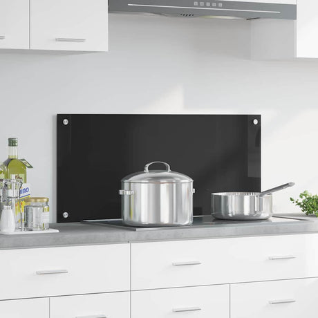 Vidaxl keuken achterwand zwart 90 x 40 cm gehard glas