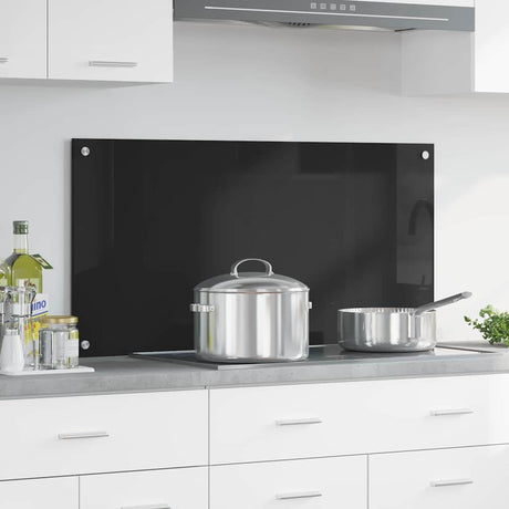 Vidaxl keuken achterwand zwart 100 x 50 cm gehard glas