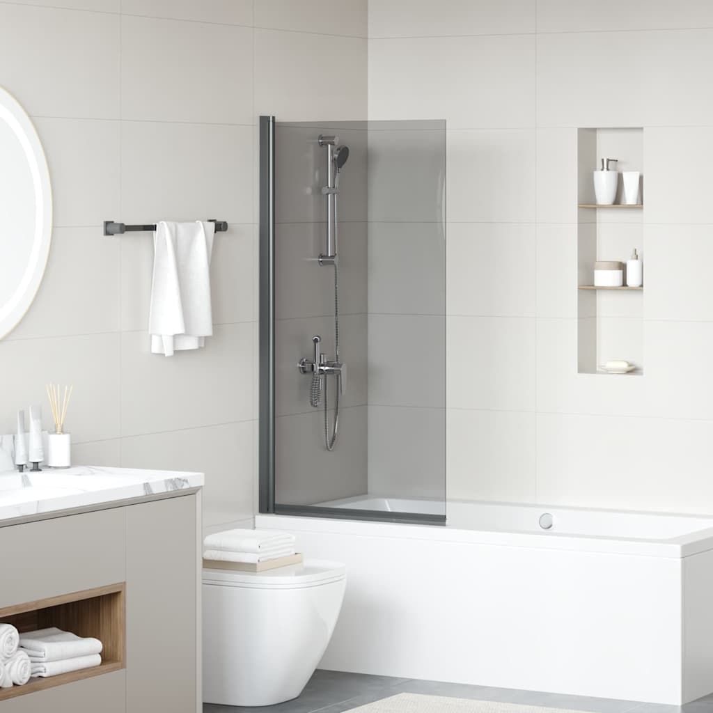 Vidaxl bad douchescreen zwart 68 x 130 cm gehard glas