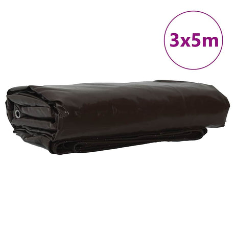 Vidaxl zeil 650g m² bruin 3 x 5 m canvas met pvc-coating