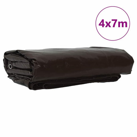 Vidaxl zeil 650g m² bruin 4 x 7 m canvas met pvc-coating