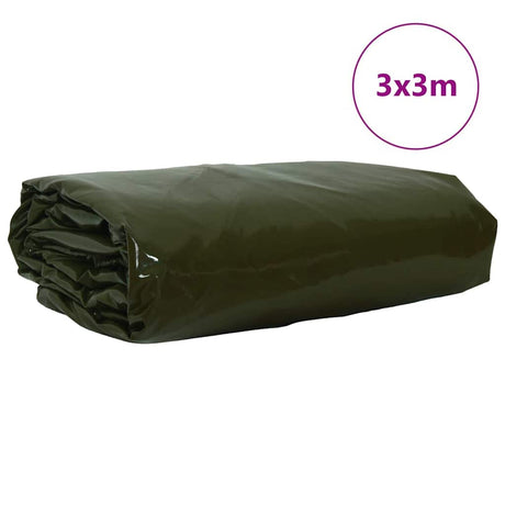 Vidaxl zeil 650g m² olijf groen 3 x 3 m canvas met pvc-coating