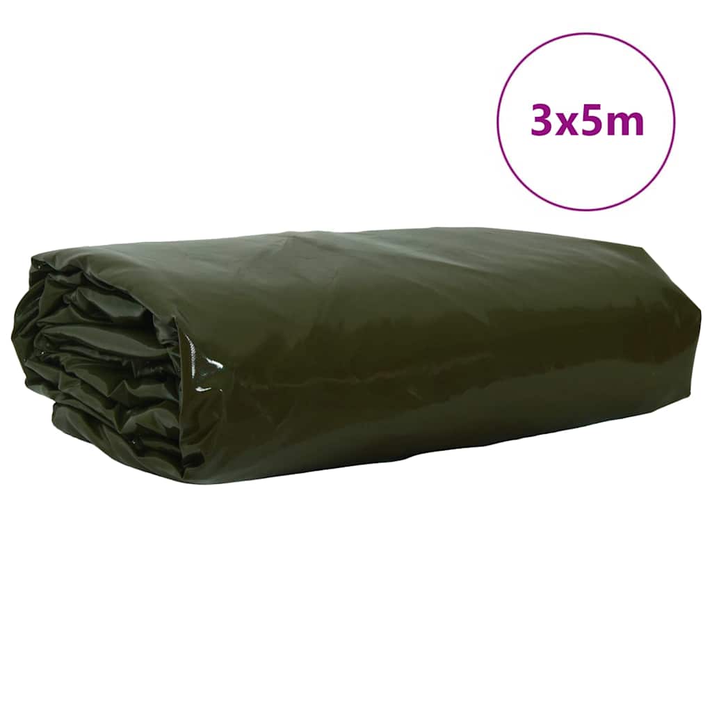 Vidaxl zeil 650g m² olijf groen 3 x 5 m canvas met pvc-coating
