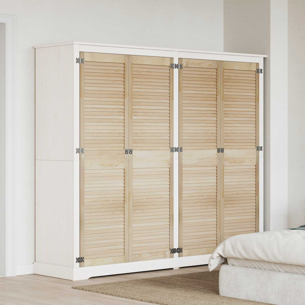 Vidaxl kastdeur 4 pcs naturel 201 x 2,1 x 49,5 cm massief grenenhout