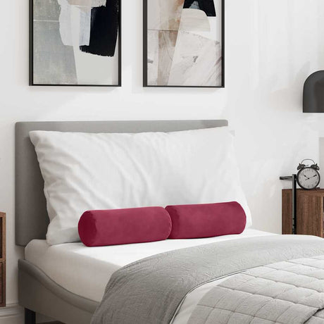 Vidaxl bolster kussens 2 stuks wijnrood ø 15 x 40 cm cordstof