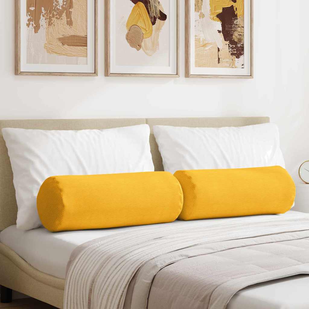 Vidaxl bolster kussens 2 stuks lichtgeel ø 25 x 70 cm cordstof