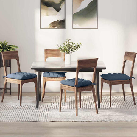 Vidaxl zitkussens 4 pcs blauw 40 x 40 x 6 cm katoen stof