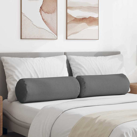 Vidaxl bolster kussens 2 stuks donkergrijs ø 25 x 70 cm stof