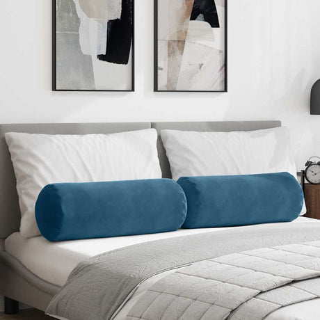 Vidaxl bolster kussens 2 stuks blauw ø 25 x 70 cm cordstof