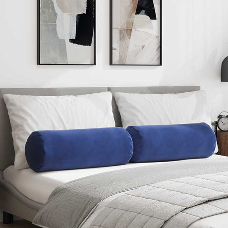 Vidaxl bolster kussens 2 stuks politieblauw ø 25 x 70 cm cordstof