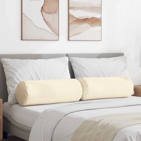 Vidaxl bolster kussens 2 stuks crème ø 25 x 70 cm cordstof