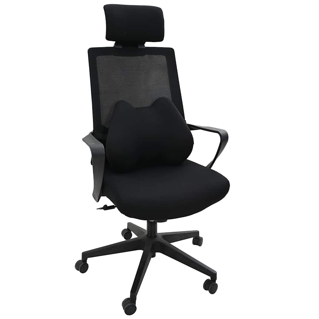 Vidaxl rugkussen met kussen zwart 40 x 32 x 13 cm polyester