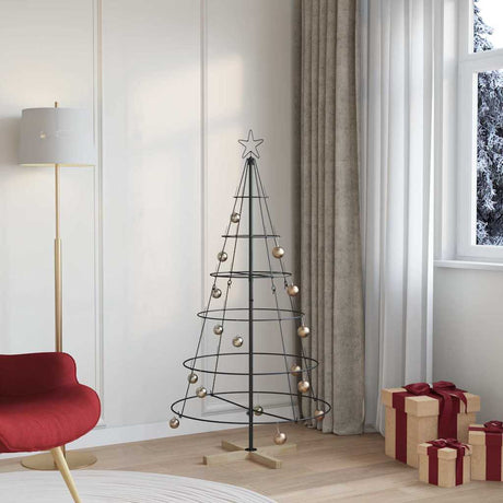 Vidaxl kerst cone boom met standaard zwart 154 cm staal