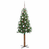 Vidaxl slanke kerstboom groen 150 cm pvc en massief dennenhout
