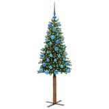 Vidaxl slanke kerstboom groen 150 cm pvc en massief dennenhout