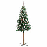 Vidaxl slanke kerstboom groen 180 cm pvc en massief dennenhout