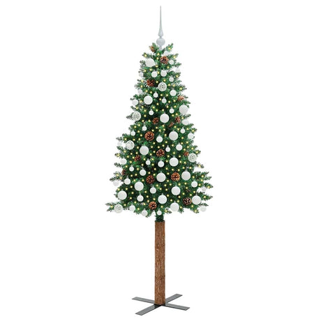 Vidaxl slanke kerstboom groen 180 cm pvc en massief dennenhout