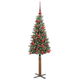 Vidaxl slanke kerstboom groen 150 cm pvc en massief dennenhout