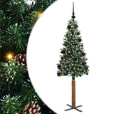Vidaxl slanke kerstboom groen 150 cm pvc en massief dennenhout