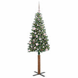 Vidaxl slanke kerstboom groen 150 cm pvc en massief dennenhout