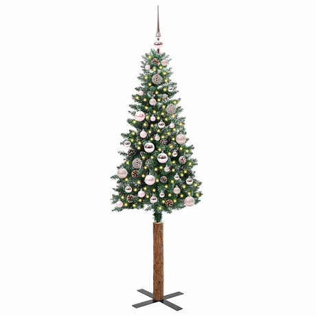 Vidaxl slanke kerstboom groen 150 cm pvc en massief dennenhout