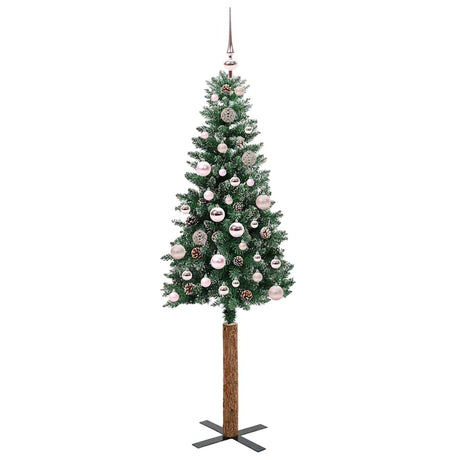 Vidaxl slanke kerstboom groen 150 cm pvc en massief dennenhout
