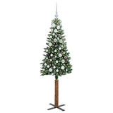 Vidaxl slanke kerstboom groen 150 cm pvc en massief dennenhout