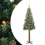 Vidaxl slanke kerstboom groen 150 cm pvc en massief dennenhout