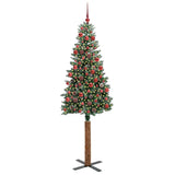 Vidaxl slanke kerstboom groen 180 cm pvc en massief dennenhout