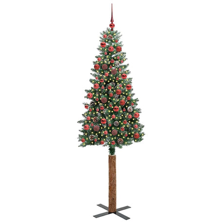 Vidaxl slanke kerstboom groen 180 cm pvc en massief dennenhout