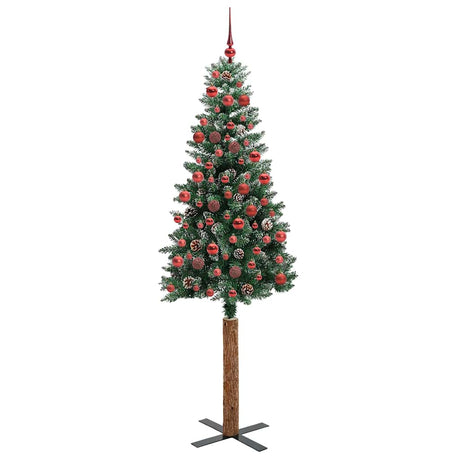 Vidaxl slanke kerstboom groen 180 cm pvc en massief dennenhout