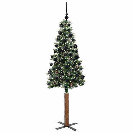 Vidaxl slanke kerstboom groen 180 cm pvc en massief dennenhout