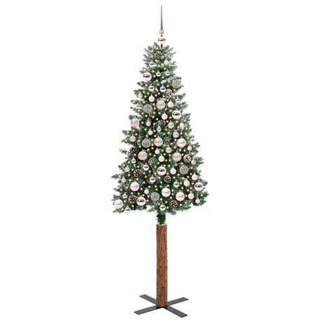 Vidaxl slanke kerstboom groen 180 cm pvc en massief dennenhout