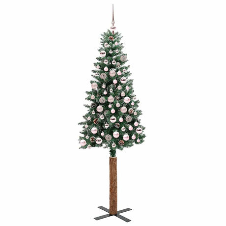 Vidaxl slanke kerstboom groen 180 cm pvc en massief dennenhout
