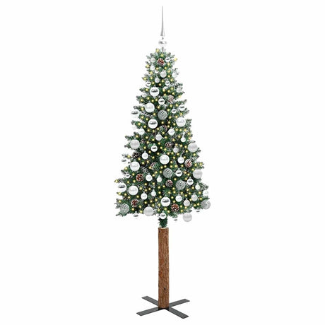 Vidaxl slanke kerstboom groen 180 cm pvc en massief dennenhout