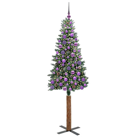 Vidaxl slanke kerstboom groen 180 cm pvc en massief dennenhout