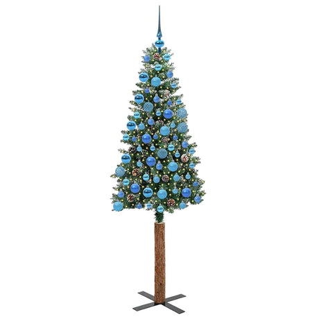 Vidaxl slanke kerstboom groen 180 cm pvc en massief dennenhout