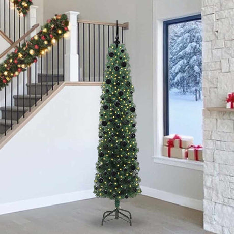 Vidaxl kunstkerstboom groen 240 cm pvc en staal en kunststof