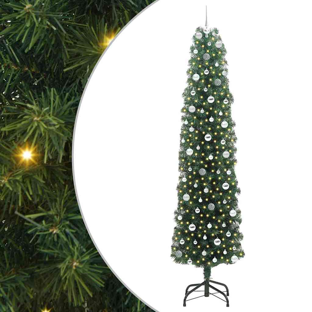 Vidaxl kunstkerstboom groen 240 cm pvc en staal en kunststof