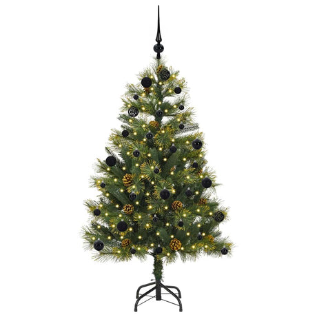 Vidaxl kunstmatige scharnier kerstboom met cones groen 150 cm