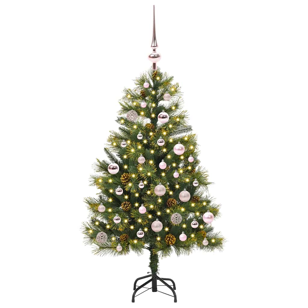 Vidaxl kunstmatige scharnier kerstboom met cones groen 150 cm