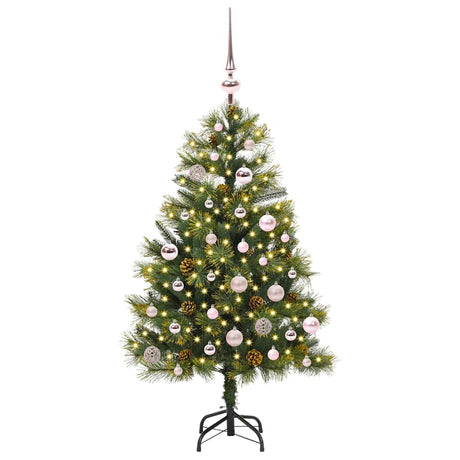 Vidaxl kunstmatige scharnier kerstboom met cones groen 150 cm